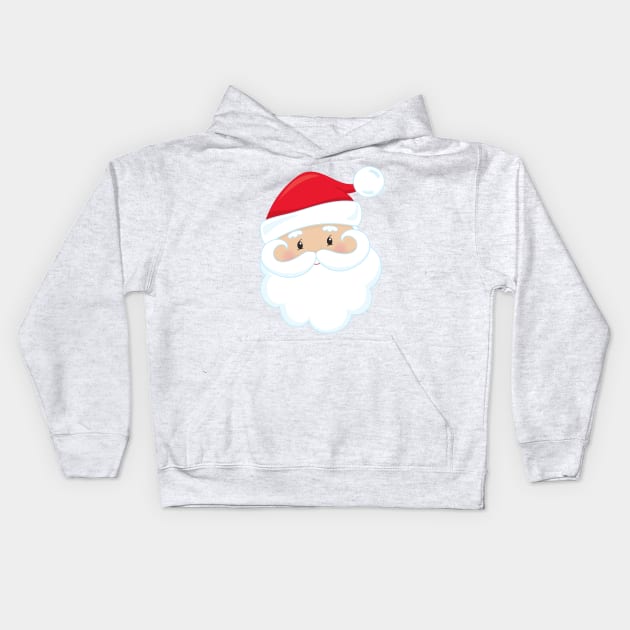 Santa Claus, Smiling Santa, Santa Hat, Christmas Kids Hoodie by Jelena Dunčević